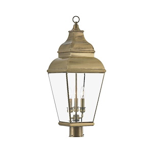 Exeter - 3 Light Outdoor Post Top Lantern in Farmhouse Style - 10 Inches wide by 28.25 Inches high