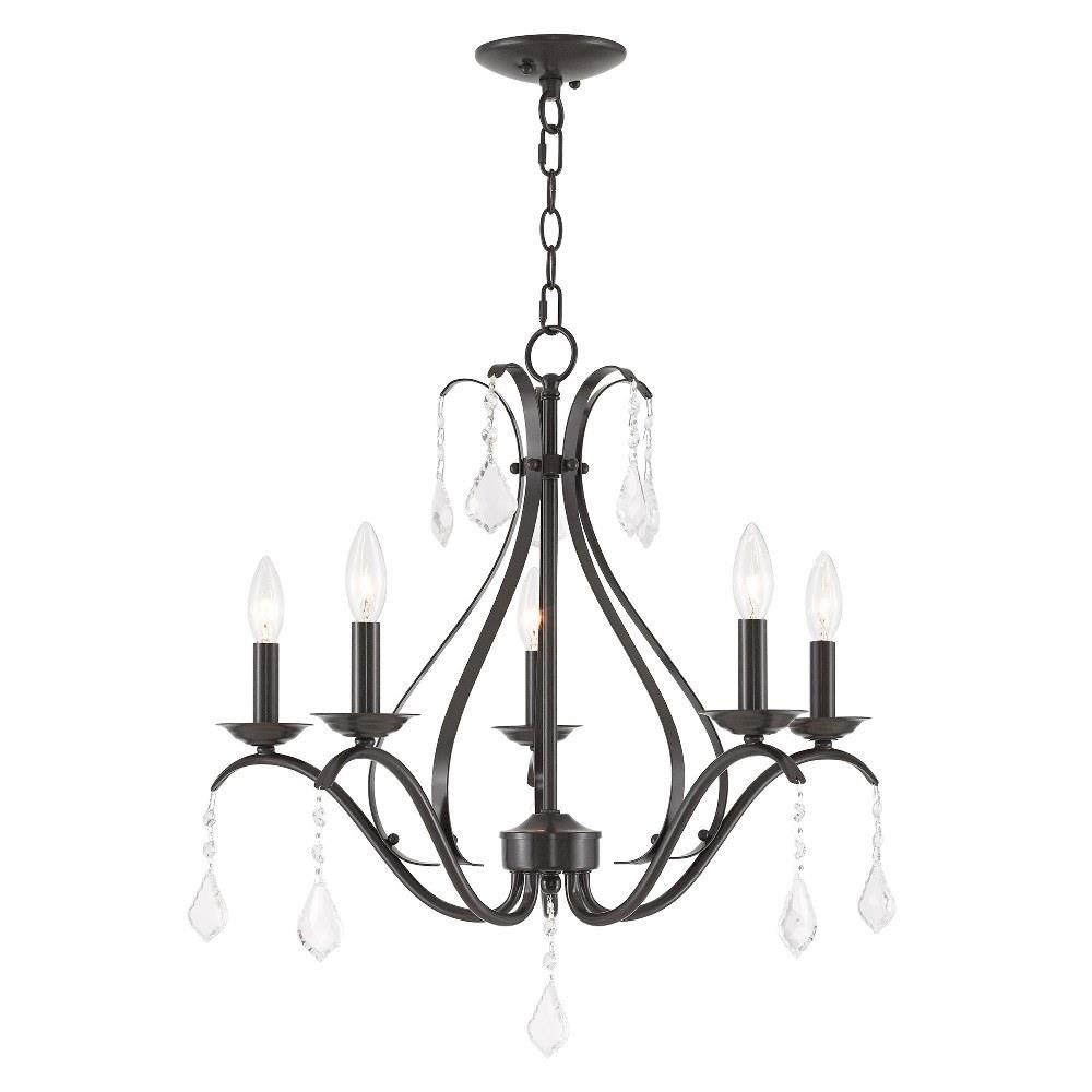 White and black online 5 light French country chandelier