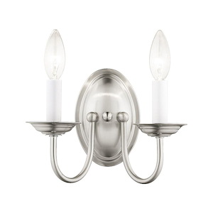 Home Basics - 2 Light Wall Sconce in Farmhouse Style - 9.75 Inches wide by 7 Inches high