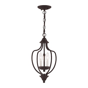 Home Basics - 3 Light Chain Lantern in Farmhouse Style - 10 Inches wide by 17 Inches high
