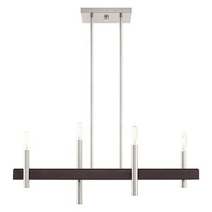 Denmark - 4 Light Chandelier in Mid Century Modern Style - 7.25 Inches wide by 24 Inches high