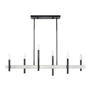 Denmark - 6 Light Chandelier in Mid Century Modern Style - 7.25 Inches wide by 24 Inches high - 939471
