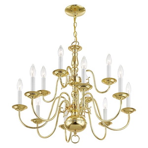 Williamsburgh - 12 Light Chandelier in Traditional Style - 26 Inches wide by 23 Inches high