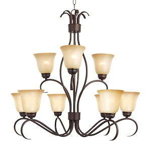 Basix-Nine Light 2-Tier Chandelier in Contemporary style-32 Inches wide by 32.75 inches high - 116059