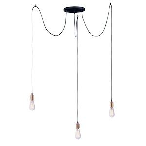 Early Electric-Three Light Pendant-11.75 Inches wide by 3.25 inches high