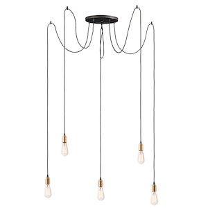 Early Electric-Five Light Pendant-13.75 Inches wide by 3.25 inches high