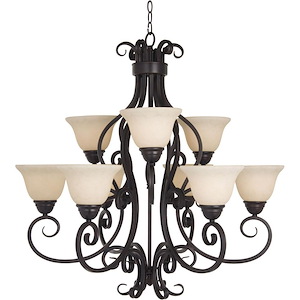 Manor-Nine Light Two Tier Chandelier in Early American style-33 Inches wide by 32 inches high