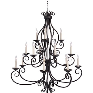 Manor-Fifteen Light 3-Tier Chandelier in Early American style-45 Inches wide by 47.5 inches high - 116229