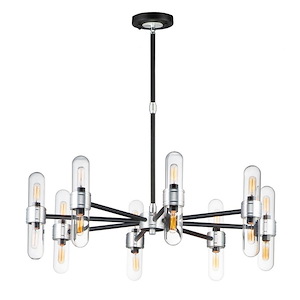 Dual-Sixteen Light Outdoor Chandelier-33.75 Inches wide by 11.75 inches high