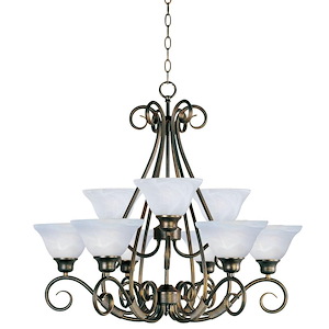 Pacific-9 Light 2-Tier Chandelier in Transitional style-30.5 Inches wide by 27.25 inches high