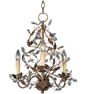 Elegante-3 Light Mini Chandelier in Leaf style-18.5 Inches wide by 18 inches high