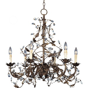 Elegante-6 Light Chandelier in Leaf style-26.5 Inches wide by 28.5 inches high