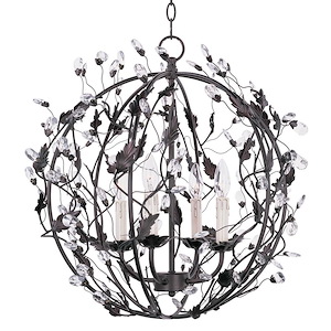 Elegante-Four Light Ball Pendant in Leaf style-22 Inches wide by 22 inches high