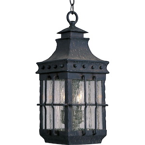 Nantucket-3 Light Outdoor Hanging Lantern in Early American style-8.5 Inches wide by 18.5 inches high