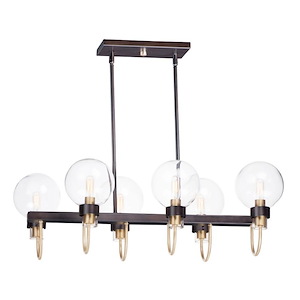 Bauhaus-6 Light Linear Pendant-16 Inches wide by 11 inches high