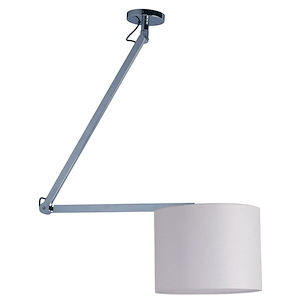 Hotel-Pendant 1 Light White Wafer Fabric-14.25 Inches wide by 35.5 inches high