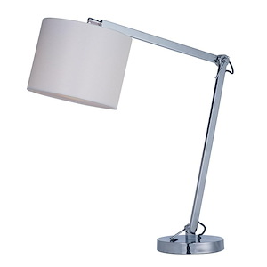 Hotel-1 Light Table Lamp Steel Base and White Wafer Fabric Shade-11 Inches wide by 19 inches high