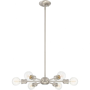 6 Light Chandelier In Mid-Century Modern Style-3.5 Inches Tall and 25 Inches Wide