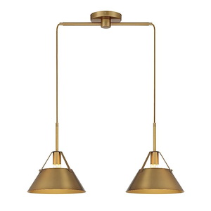 2 Light Linear Chandelier In Vintage Style-15.5 Inches Tall and 10.5 Inches Wide 4.66lbs