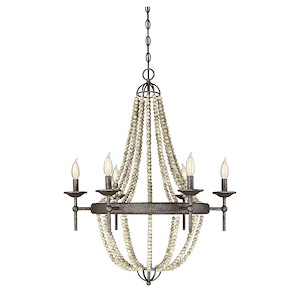 6 Light Chandelier In Mid-Century Modern Style-36 Inches Tall and 26 Inches Wide