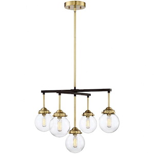 5 Light Chandelier In mid-century modern Style-16 Inches Tall and 22 Inches Wide
