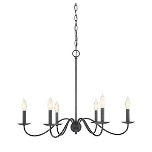 6 Light Chandelier In Mid-Century Modern Style-22.5 Inches Tall and 30 Inches Wide