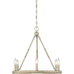 6 Light Chandelier In Mid-Century Modern Style-22 Inches Tall and 22 Inches Wide