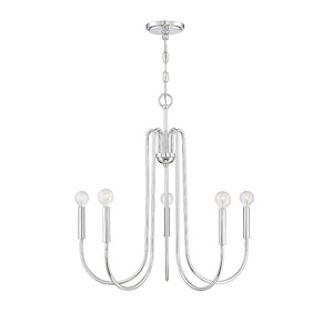 5 Light Chandelier In mid-century modern Style-25 Inches Tall and 25 Inches Wide