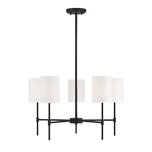 5 Light Chandelier In Mid-Century Modern Style-15 Inches Tall and 25 Inches Wide