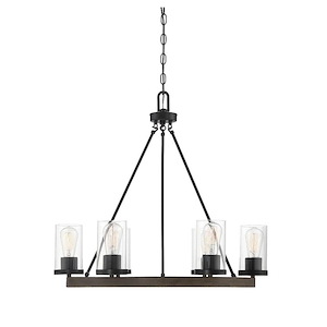 6 Light Chandelier In Mid-Century Modern Style-25.13 Inches Tall and 27 Inches Wide
