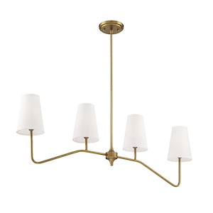 4 Light Linear Chandelier In Mid-Century Modern Style-13 Inches Tall and 5 Inches Wide