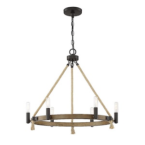 6 Light Chandelier In Mid-Century Modern Style-20.88 Inches Tall and 24 Inches Wide