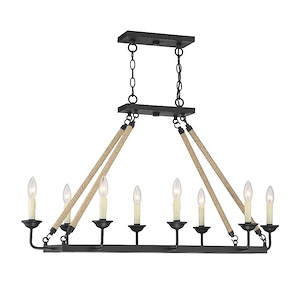 8 Light Linear Chandelier In Modern Style-22 Inches Tall and 19 Inches Wide
