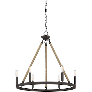6 Light Chandelier In modern farmhouse Style-24 Inches Tall and 25 Inches Wide