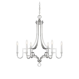 6 Light Chandelier In Mid-Century Modern Style-32 Inches Tall and 29 Inches Wide