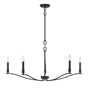 5 Light Chandelier In Mid-Century Modern Style-15 Inches Tall and 42 Inches Wide