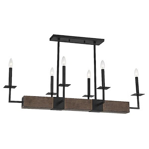 6 Light Linear Chandelier In industrial Style-11 Inches Tall and 16 Inches Wide