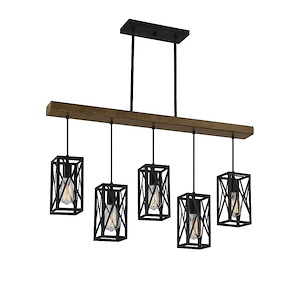 5 Light Linear Chandelier In Industrial Style-22 Inches Tall and 23.38 Inches Wide