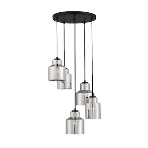 5 Light Chandelier In Mid-Century Modern Style-7.5 Inches Tall and 18 Inches Wide