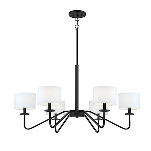 6 Light Chandelier In Mid-Century Modern Style-18 Inches Tall and 42 Inches Wide
