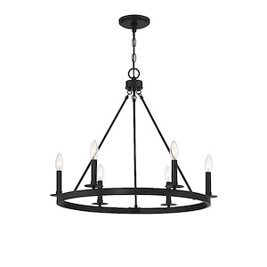 6 Light Chandelier In Mid-Century Modern Style-22 Inches Tall and 26 Inches Wide