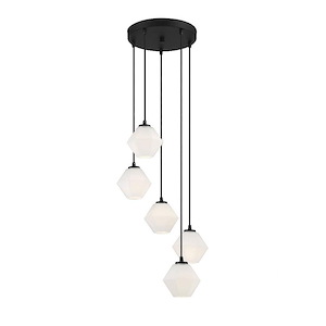 5 Light Chandelier In Mid-Century Modern Style-6.75 Inches Tall and 16 Inches Wide
