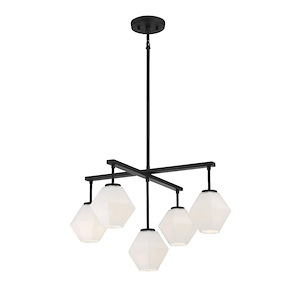 5 Light Chandelier In Mid-Century Modern Style-14 Inches Tall and 26 Inches Wide