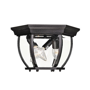 3 Light Outdoor Flush Mount In traditional Style-7 Inches Tall and 9 Inches Wide
