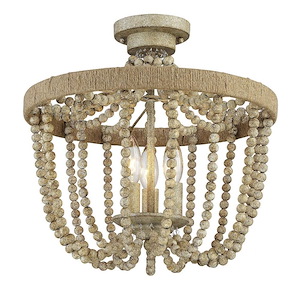 3 Light Semi-Flush Mount In Mid-Century Modern Style-13.5 Inches Tall and 15 Inches Wide