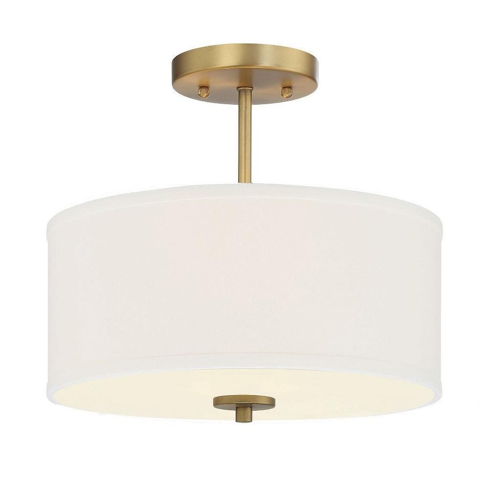 2 Light Semi-Flush Mount In Mid-Century Modern Style-10 Inches Tall and 13 Inches Wide