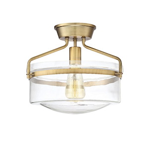 1 Light Semi-Flush Mount In Mid-Century Modern Style-11 Inches Tall and 13.25 Inches Wide