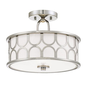 2 Light Semi-Flush Mount In mid-century modern Style-10 Inches Tall and 13 Inches Wide