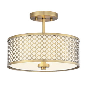 2 Light Semi-Flush Mount In Mid-Century Modern Style-10 Inches Tall and 13 Inches Wide