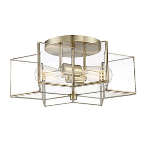 2 Light Semi-Flush Mount In Mid-Century Modern Style-7 Inches Tall and 16 Inches Wide 5.52 lbs